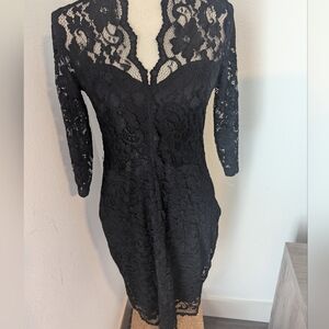 BNwith No Original tag Karen Kane Elegant Black Sheath Lace Dress.